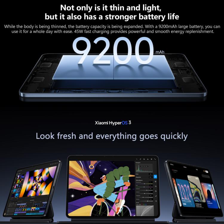 Xiaomi Pad 8 11.2 inch, 12GB+256GB, HyperOS 3 Qualcomm Snapdragon 8s Gen4 Octa Core, 12GB+256GB