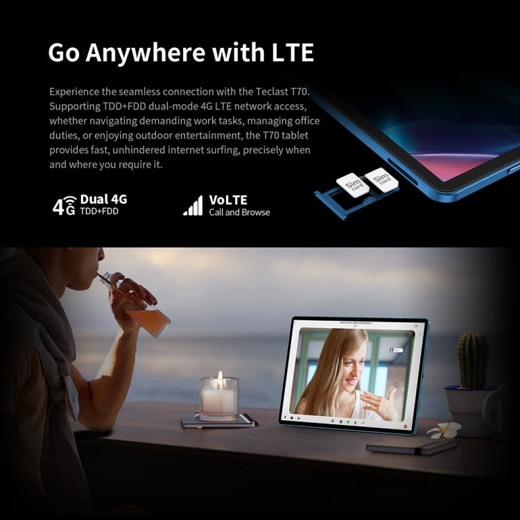 Teclast T70 4G LTE Tablet PC, 8GB+256GB, 14 inch Android 14 MediaTek Helio G99 Octa Core, Support Dual SIM, T70