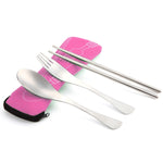 Three-Piece Outdoor Cutlery, Grass green, Fluorescent green, Orange, Purple, Big Red, Light blue, Dark blue, Rose Red