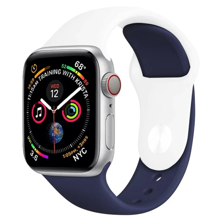 Double Colors Silicone Watch Band for Apple Watch Series 3 & 2 & 1 42mm (Light Blue+Light Pink)