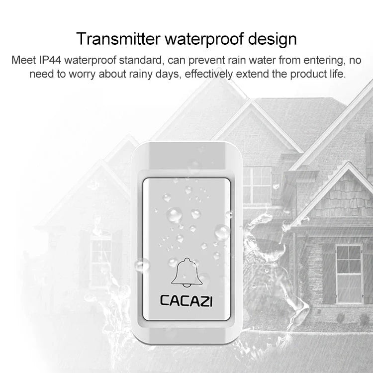CACAZI V027G One Button One Receivers Self - Powered Wireless Home Kinetic Electronic Doorbell, UK Plug - Trustpick