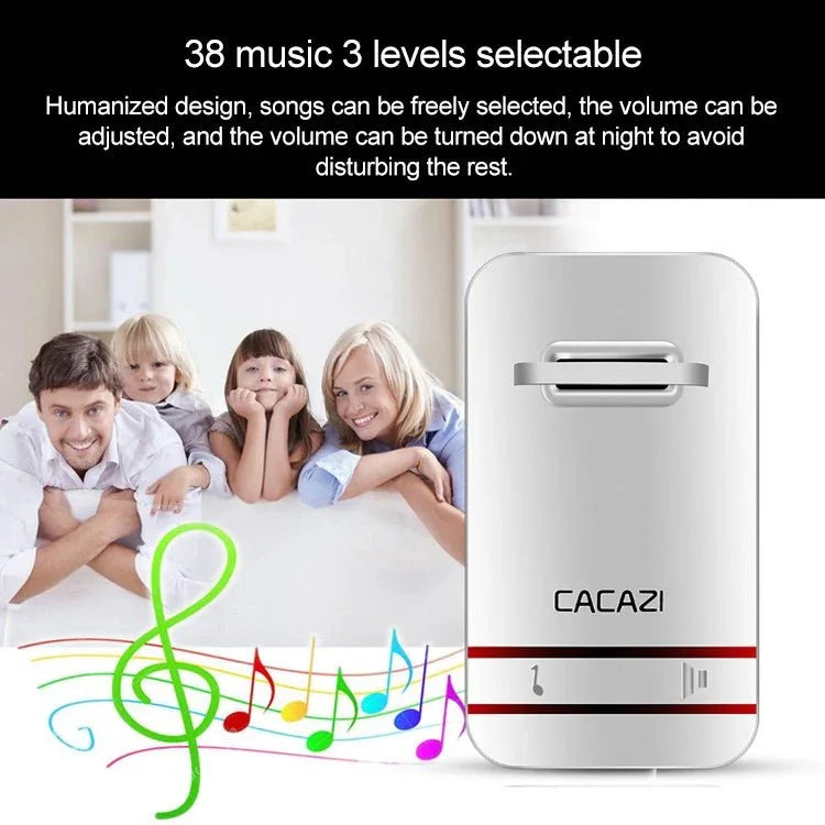 CACAZI V027G One Button Three Receivers Self - Powered Wireless Home Kinetic Electronic Doorbell, UK Plug - Trustpick
