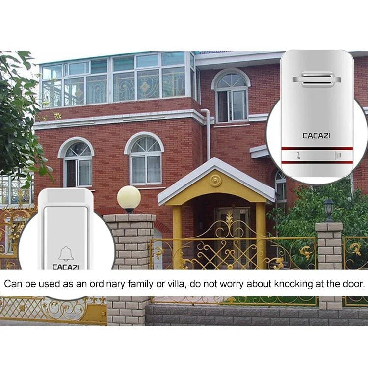 CACAZI V027G One Button Three Receivers Self - Powered Wireless Home Kinetic Electronic Doorbell, UK Plug - Trustpick