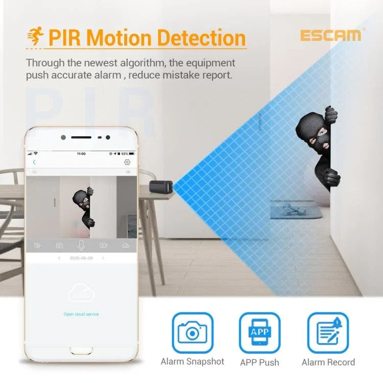 ESCAM G18 1080P Full HD Rechargeable Battery WiFi IP Camera, Support Night Vision / PIR Motion Detection / TF Card / Two Way Audio - Trustpick