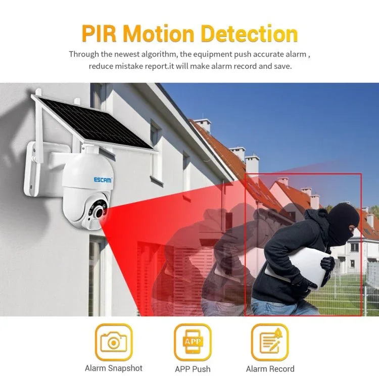 ESCAM QF450 HD 1080P 4G EU Version Solar Powered IP Camera without Memory, Support Two - way Audio & PIR Motion Detection & Night Vision & TF Card - Trustpick