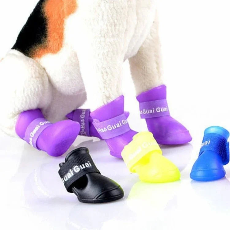 Lovely Pet Dog Shoes Puppy Candy Color Rubber Boots Waterproof Rain Shoes, S, Size: 4.3 x 3.3cm - Trustpick