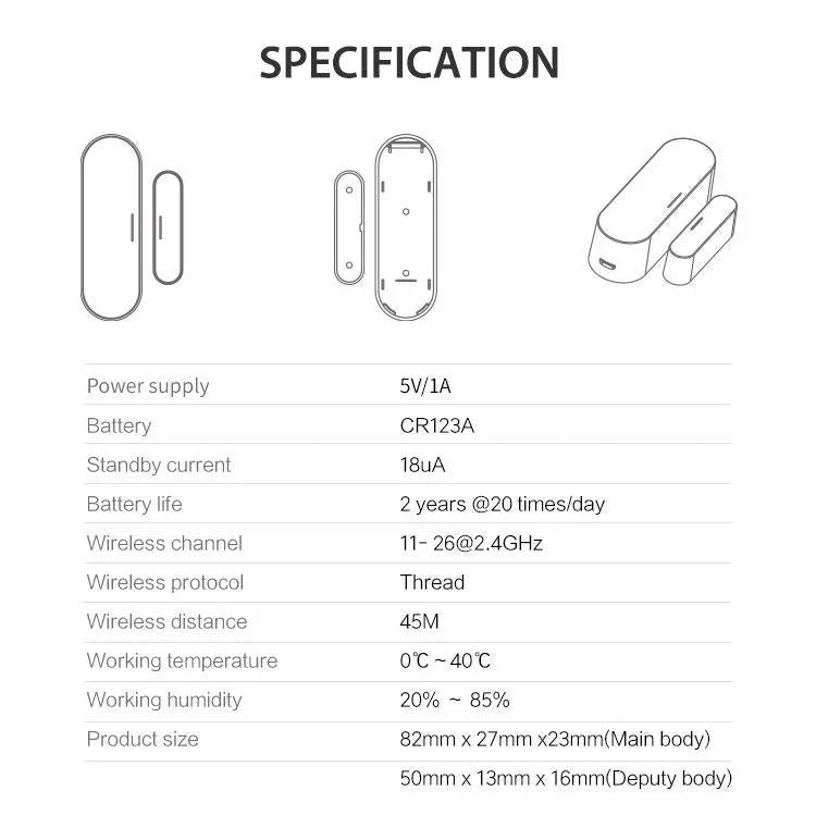 Matter Thread Door/Window Sensor Compatible With Tuya Smart Home System - Trustpick