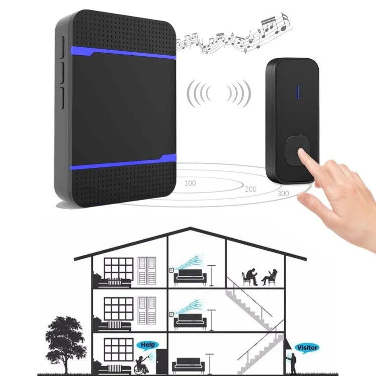 N15K - 1T1 - B 110dB Wireless IP55 Waterproof Low Power Consumption WiFi Doorbell Receiver with Night Light , 53 Music Options, Receiver Distance: 300m - Trustpick
