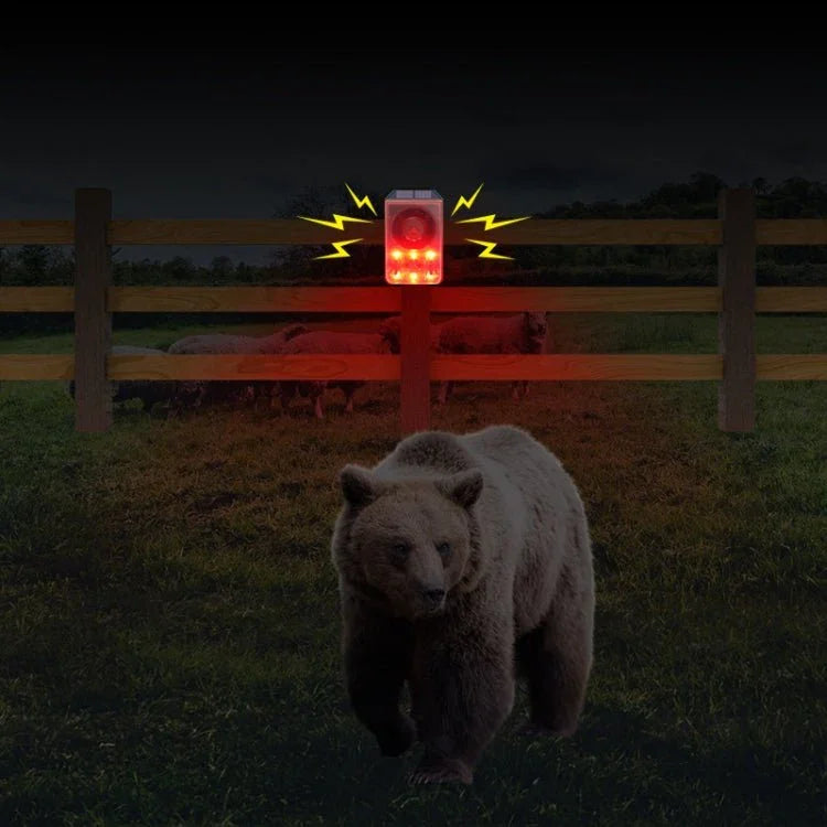 N911N Solar Alarm Infrared Sensor Sound And Light Blast Warning Light Animal Repeller - Trustpick