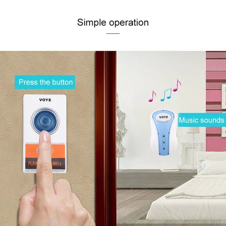 VOYE V008A Home Music Remote Control Wireless Doorbell with 38 Polyphony Sounds, US Plug - Trustpick