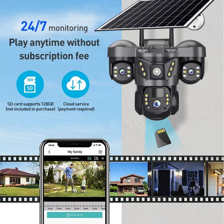 VTS29 6MP Multi - lens Panoramic Solar Surveillance PTZ Dome Camera - Trustpick
