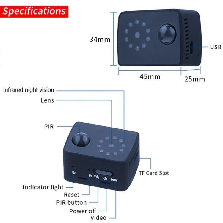 WD20 Mini 1080P HD Camcorder Night Vision PIR Motion Action Micro Camera - Trustpick